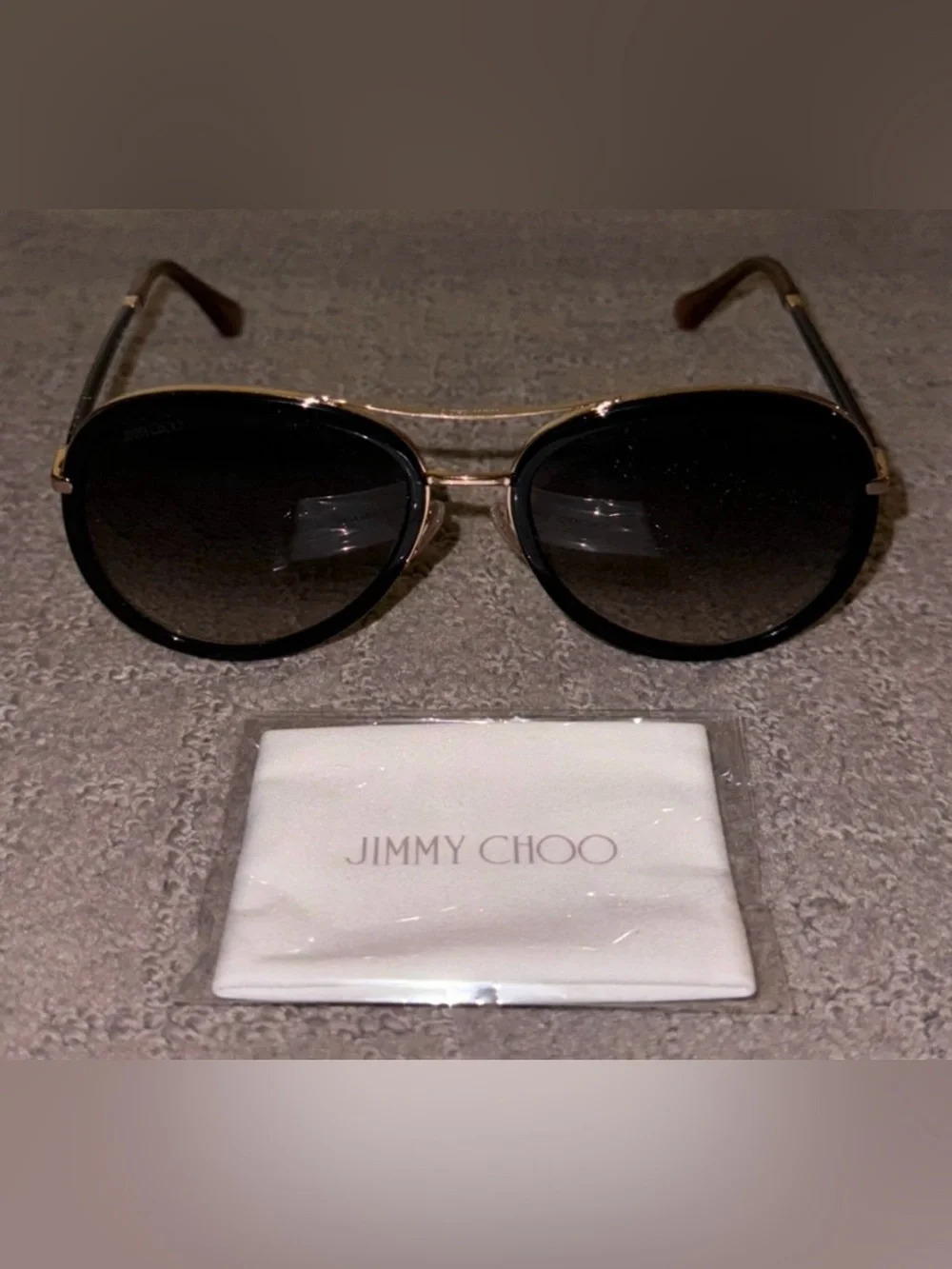 Jimmy Choo Black & Gold Tora/S Aviator Sunglasses